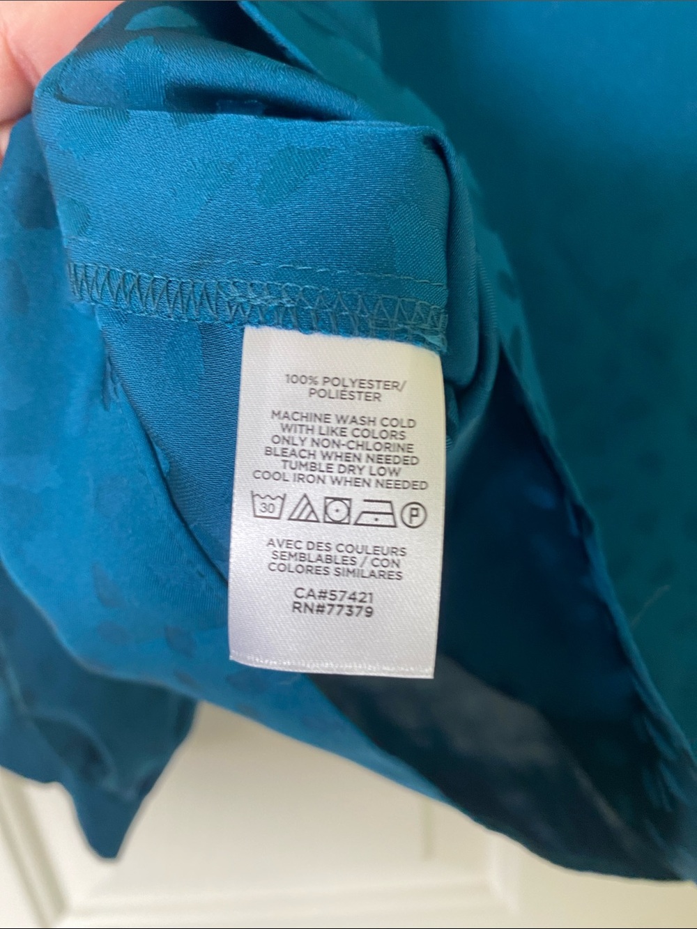 Ann Taylor Teal Satin Scoop Neck Blouse - Picture 6 of 7
